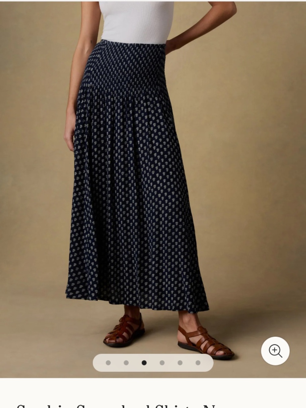 NWT-Faherty Sophia Smocked Skirt - Navy Lotus Floral